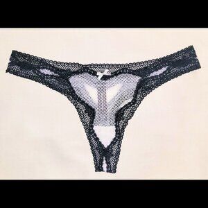 NWT Victoria's Secret Sexy Little Things Black/White Thong Panty Size M New